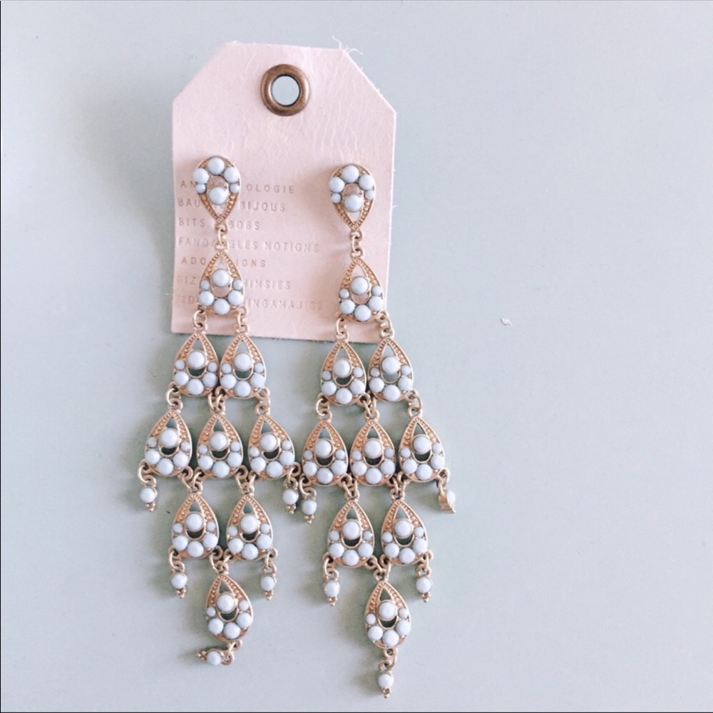 Anthropologie Light Blue Chandelier Earrings